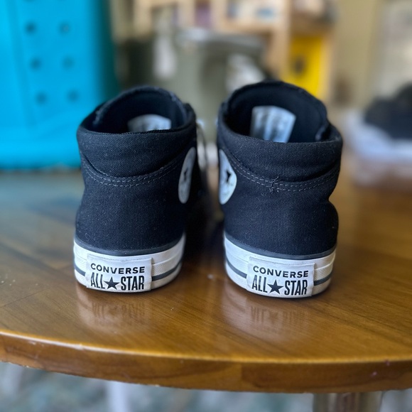 Chuck Taylor All Star Madison Mid-Top Sneaker Converse Black and White Mid-Tops - Picture 3 of 6